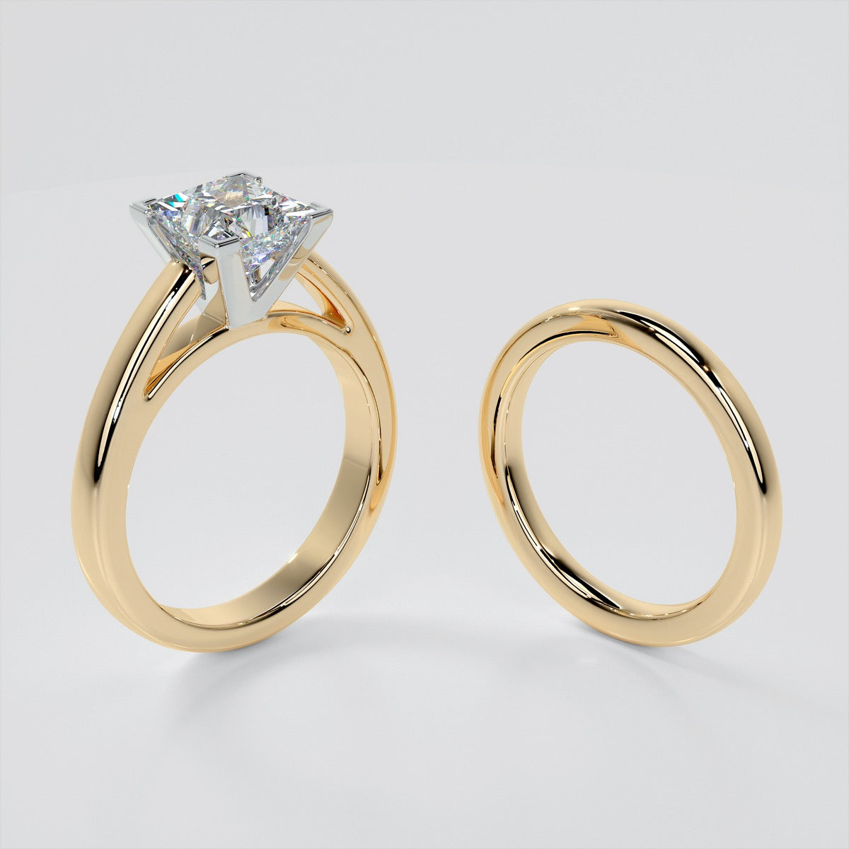 Lab Grown Diamond Princess Cut Cathedral Style Engagement Ring