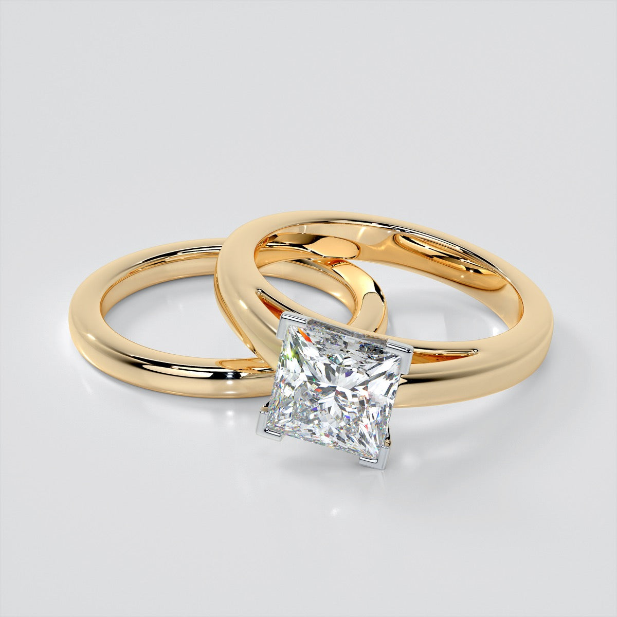 Lab Grown Diamond Princess Cut Cathedral Style Engagement Ring