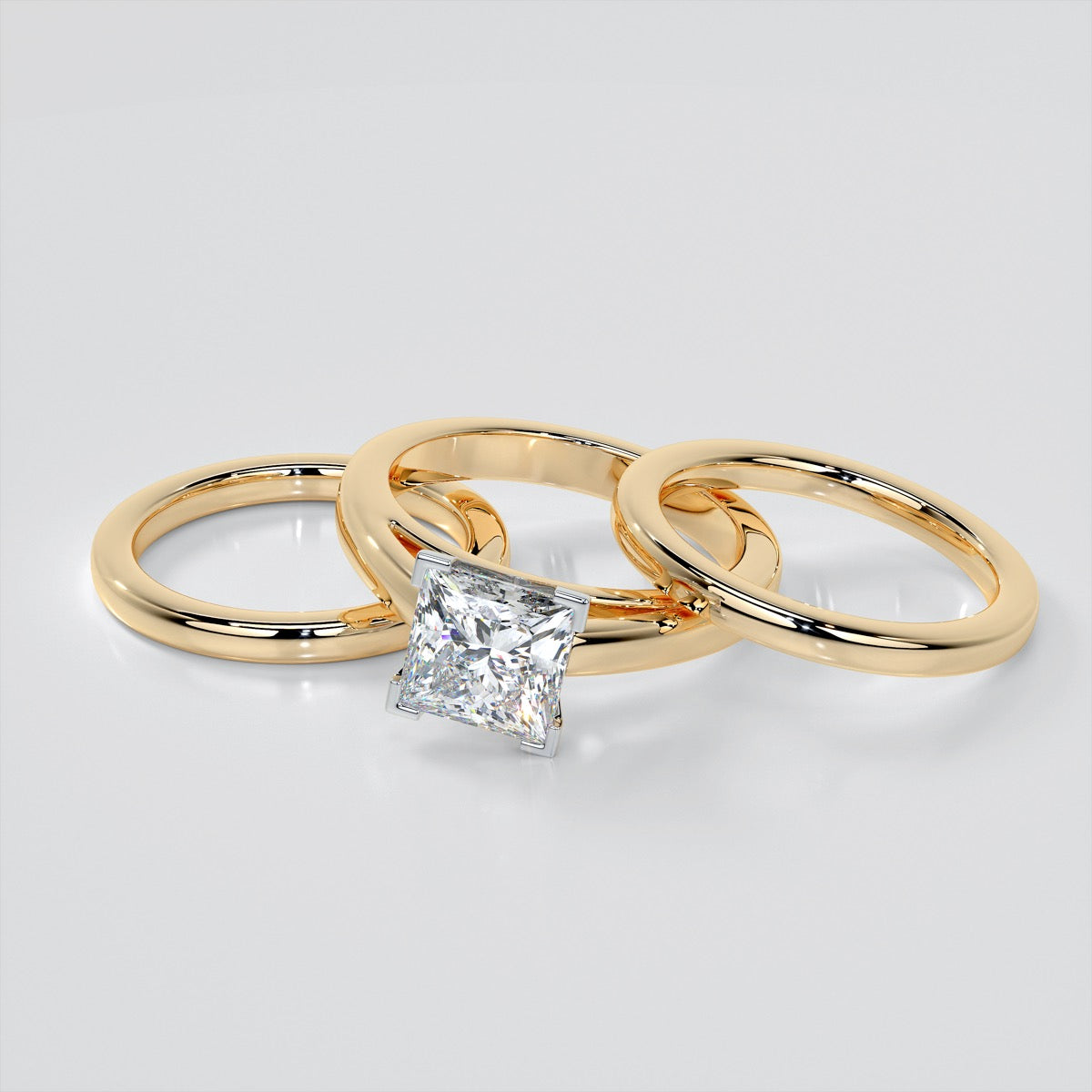 Lab Grown Diamond Princess Cut Cathedral Style Engagement Ring