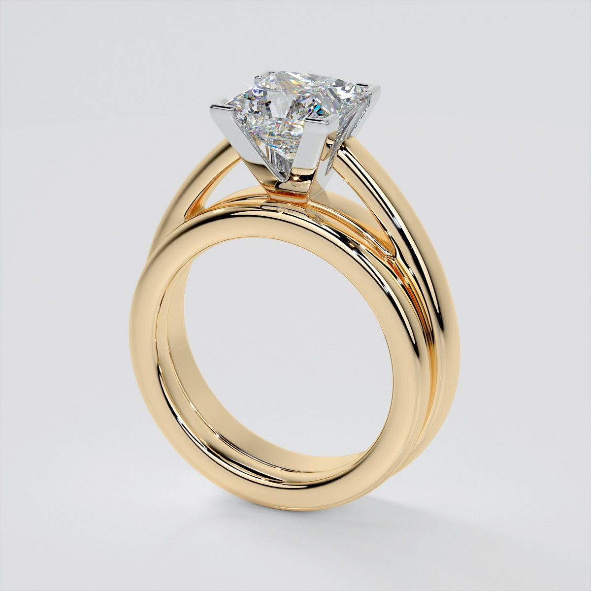 Lab Grown Diamond Princess Cut Cathedral Style Engagement Ring