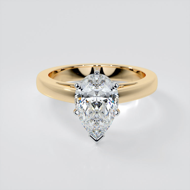 Pear Cut Cathedral Style Engagement Ring