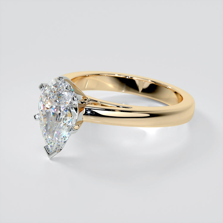 Pear Cut Cathedral Style Engagement Ring