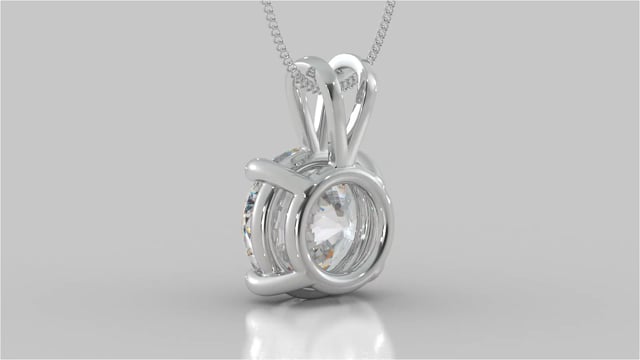 Lab Grown Diamond Round Cut Solitaire Pendant With Diamond Cut Cable Chain