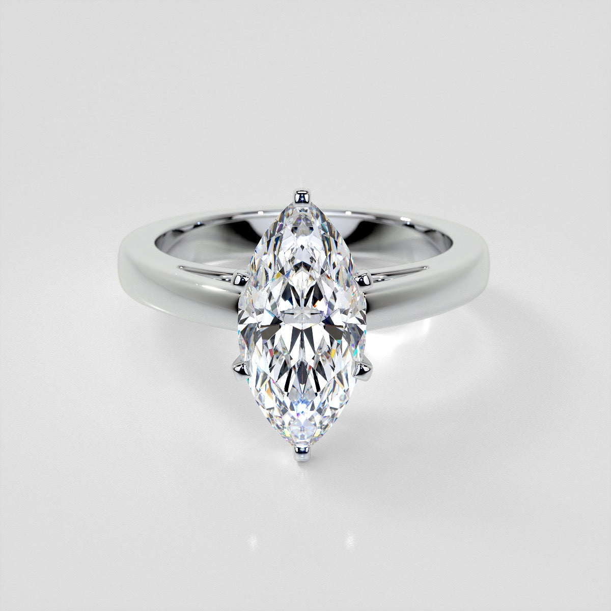 5.0Ct Lab Grown Diamond Marquise Cut Cathedral Style Engagement Ring VS1 -G Color