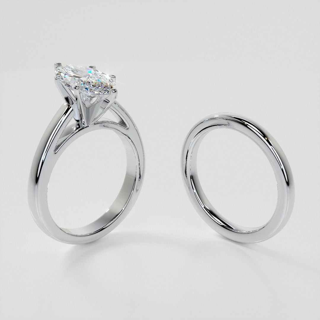 5.0Ct Lab Grown Diamond Marquise Cut Cathedral Style Engagement Ring VS1 -G Color