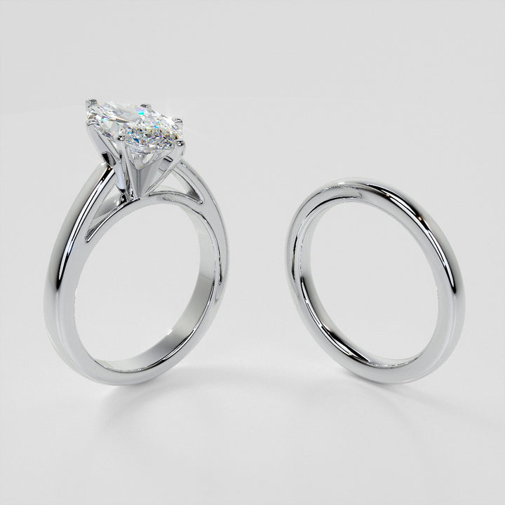 5.0Ct Lab Grown Diamond Marquise Cut Cathedral Style Engagement Ring VS1 -G Color