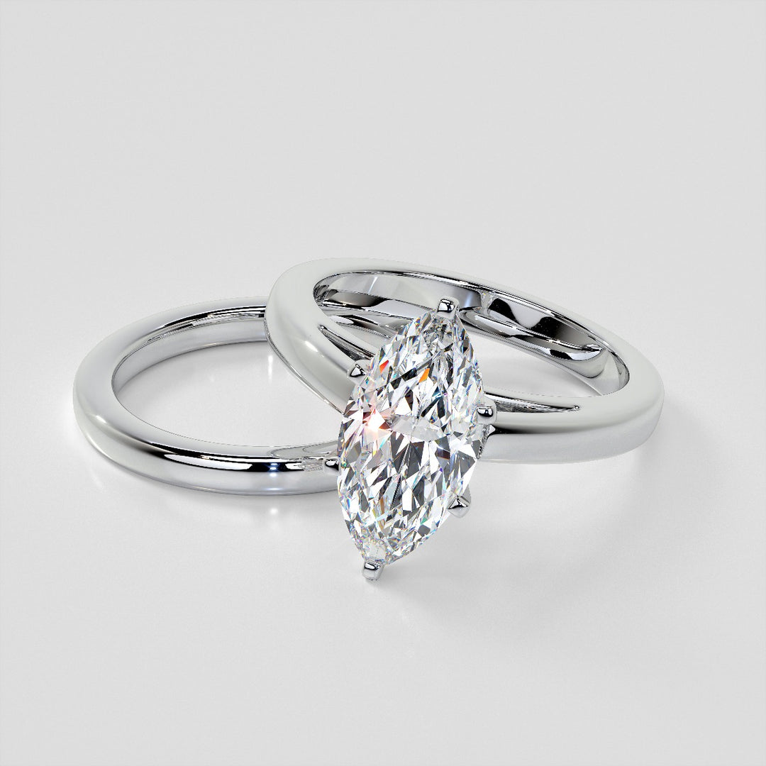 5.0Ct Lab Grown Diamond Marquise Cut Cathedral Style Engagement Ring VS1 -G Color