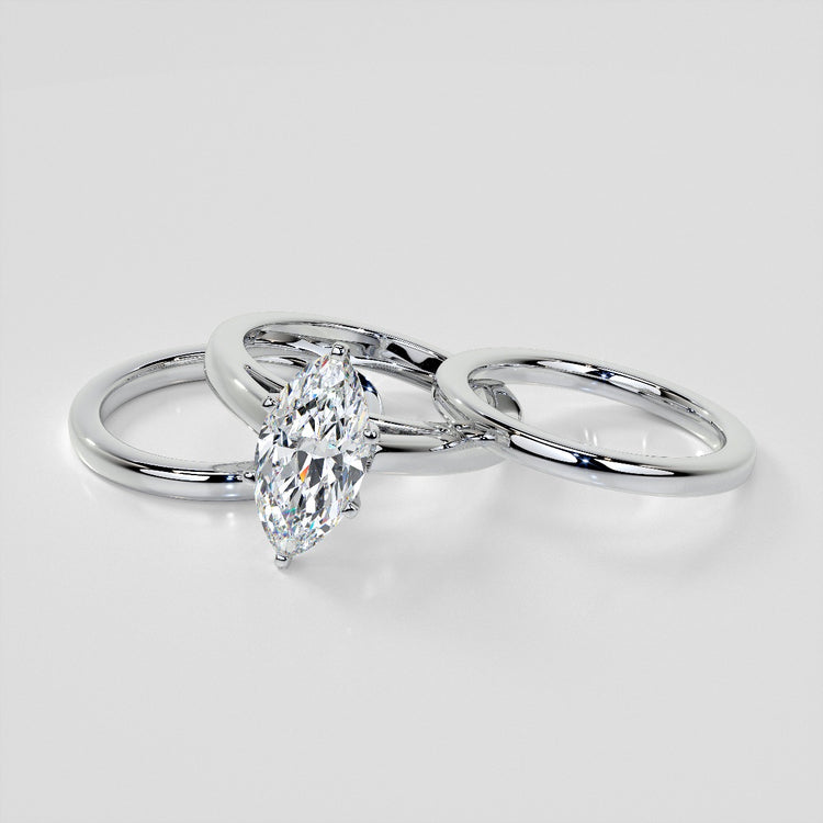 Lab Grown Diamond Marquise Cut Cathedral Style Engagement Ring