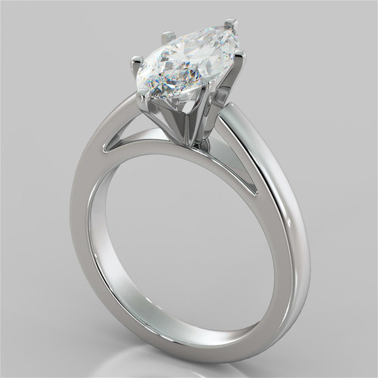 Marquise Cut Cathedral Style Engagement Ring