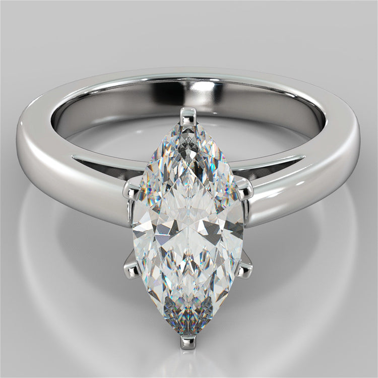 Marquise Cut Cathedral Style Engagement Ring