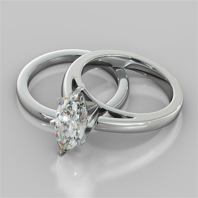 Marquise Cut Cathedral Style Engagement Ring