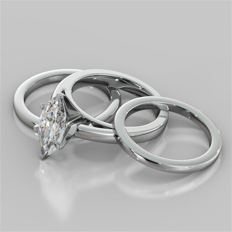 Marquise Cut Cathedral Style Engagement Ring