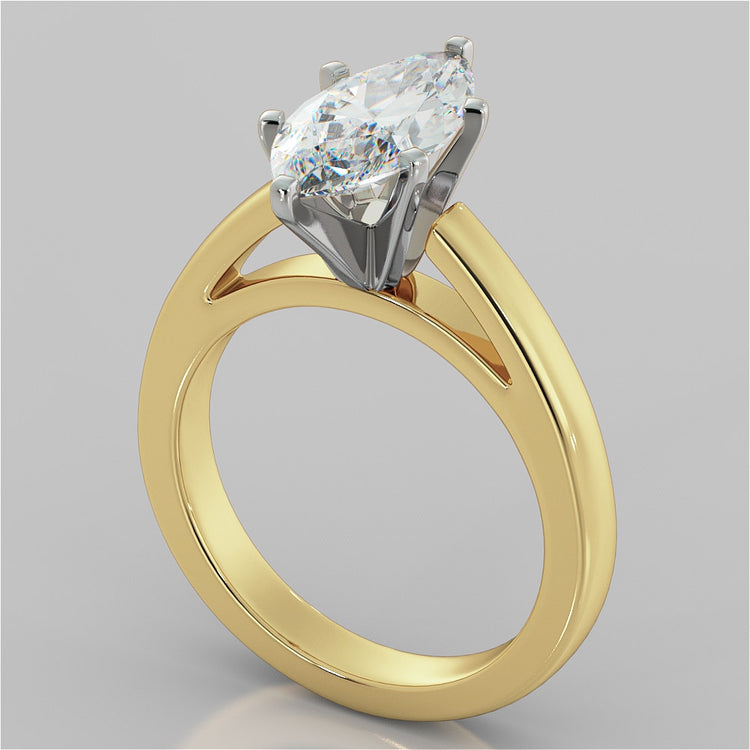 Marquise Cut Cathedral Style Engagement Ring