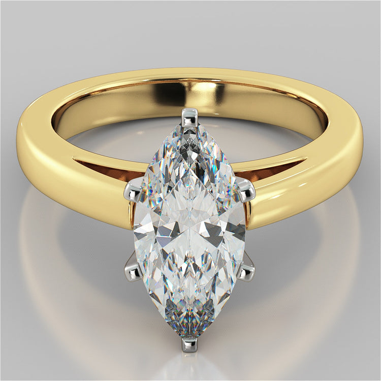 Marquise Cut Cathedral Style Engagement Ring