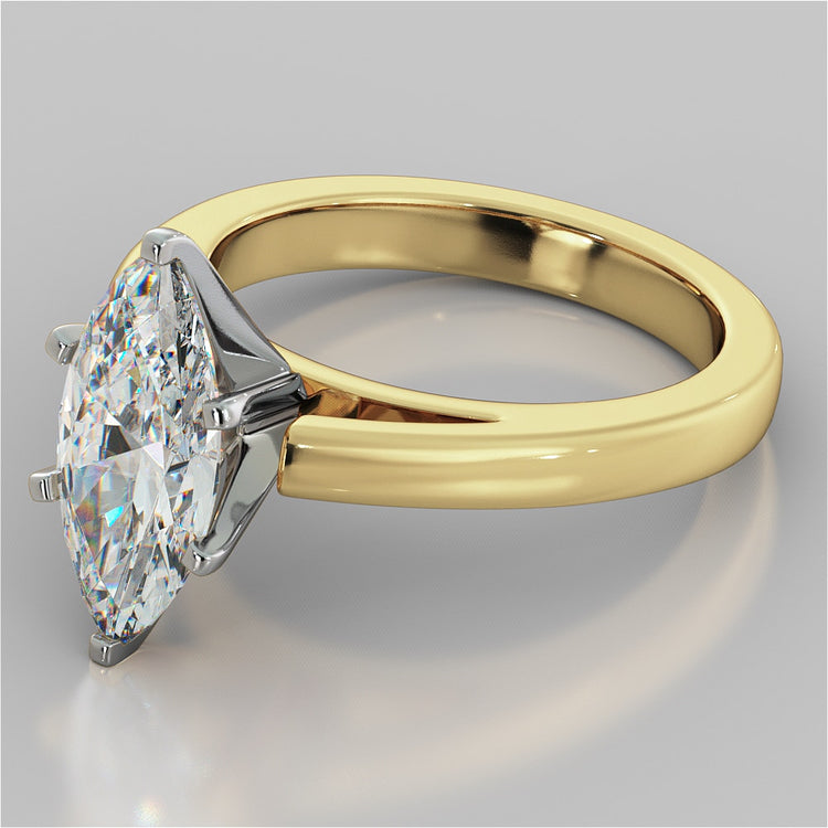 Marquise Cut Cathedral Style Engagement Ring