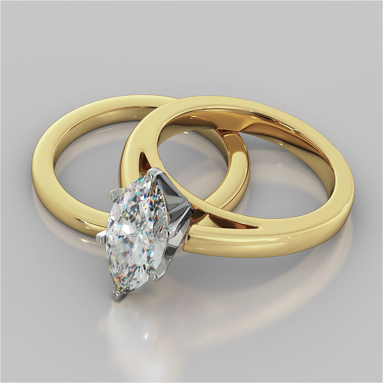 Marquise Cut Cathedral Style Engagement Ring