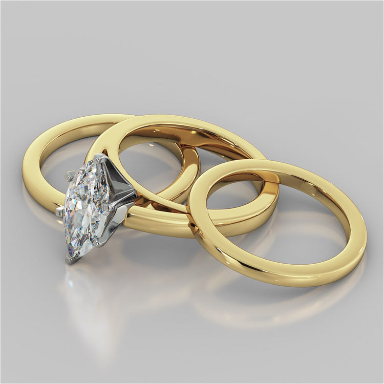 Marquise Cut Cathedral Style Engagement Ring