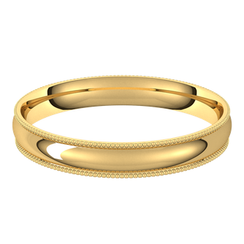 Lightweight Milgrain Comfort Fit Half Round Band