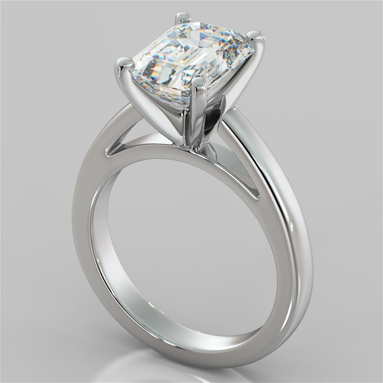 Lab Grown Diamond Emerald Cut Cathedral Style Engagement Ring