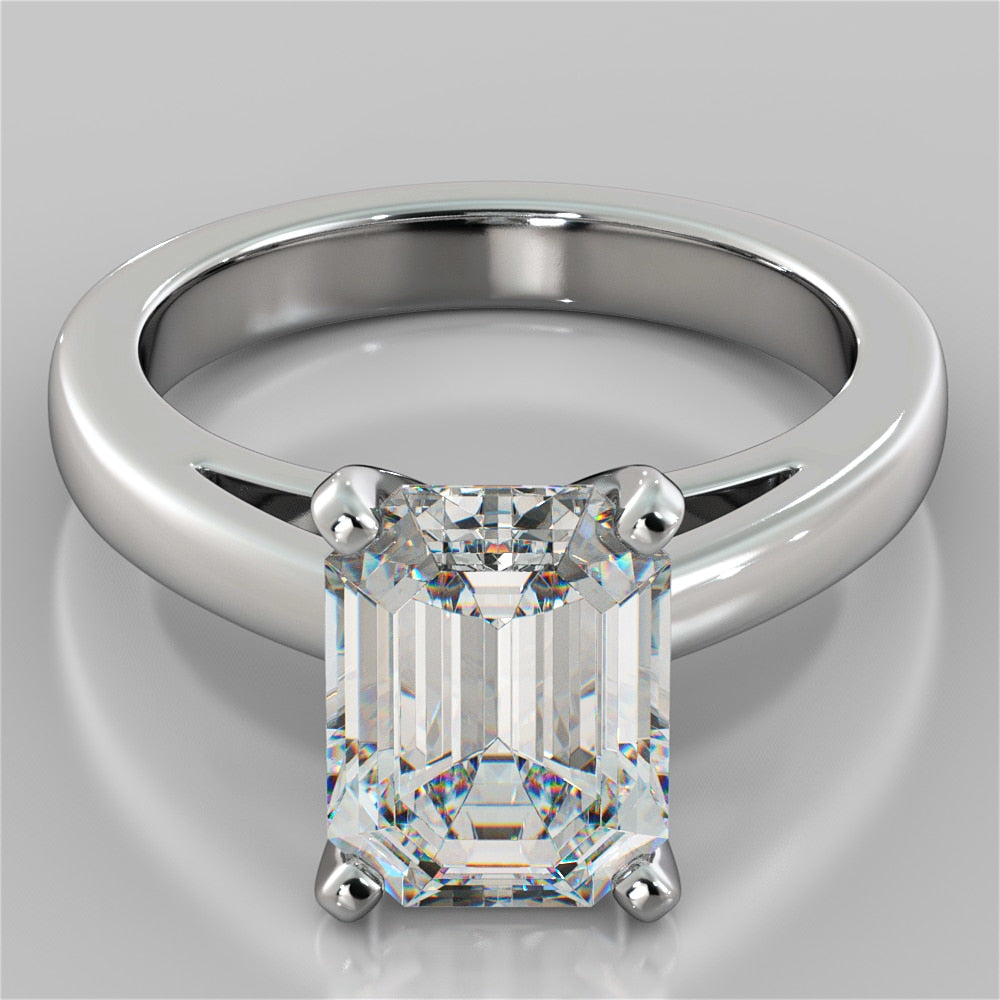 Emerald Cut Cathedral Style Engagement Ring