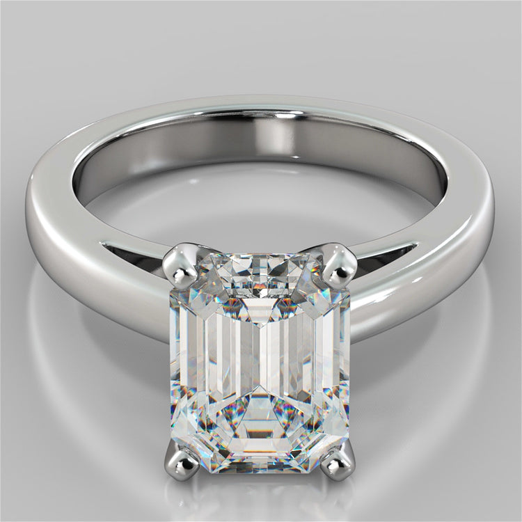 Lab Grown Diamond Emerald Cut Cathedral Style Engagement Ring