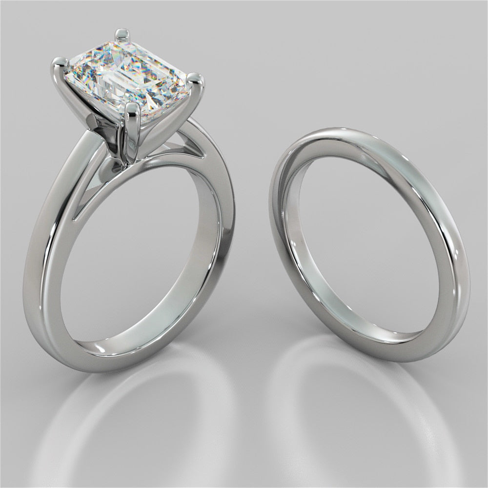 Emerald Cut Cathedral Style Engagement Ring