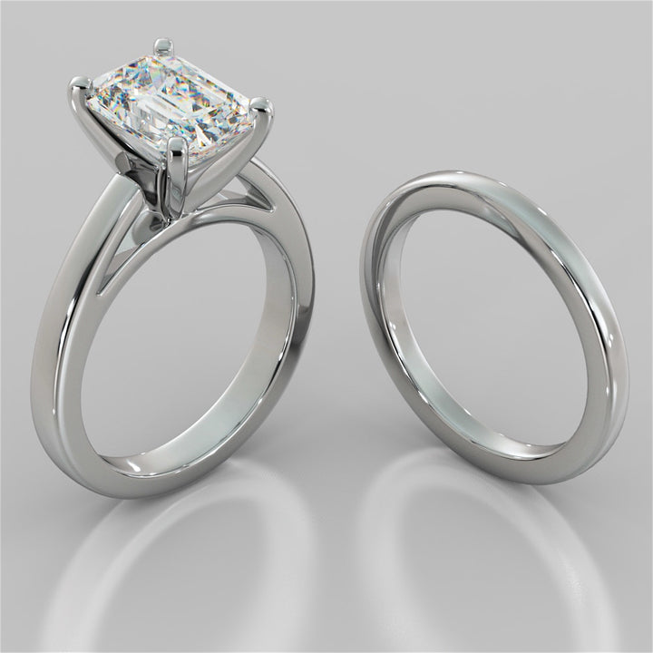 Emerald Cut Cathedral Style Engagement Ring