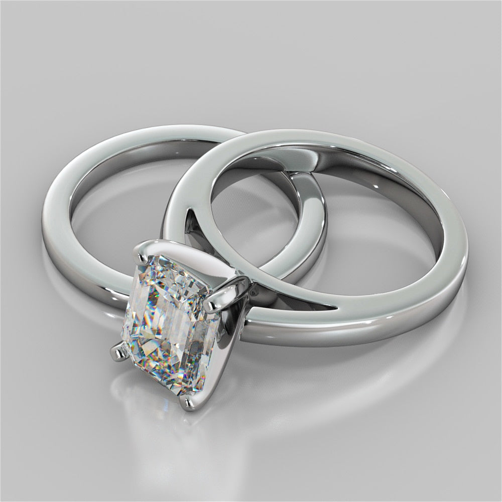 Emerald Cut Cathedral Style Engagement Ring