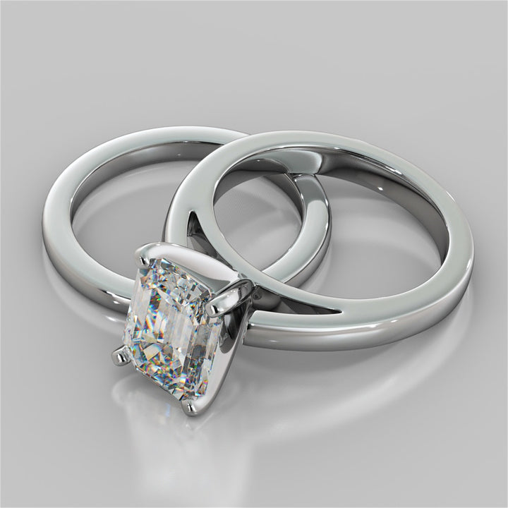 Emerald Cut Cathedral Style Engagement Ring