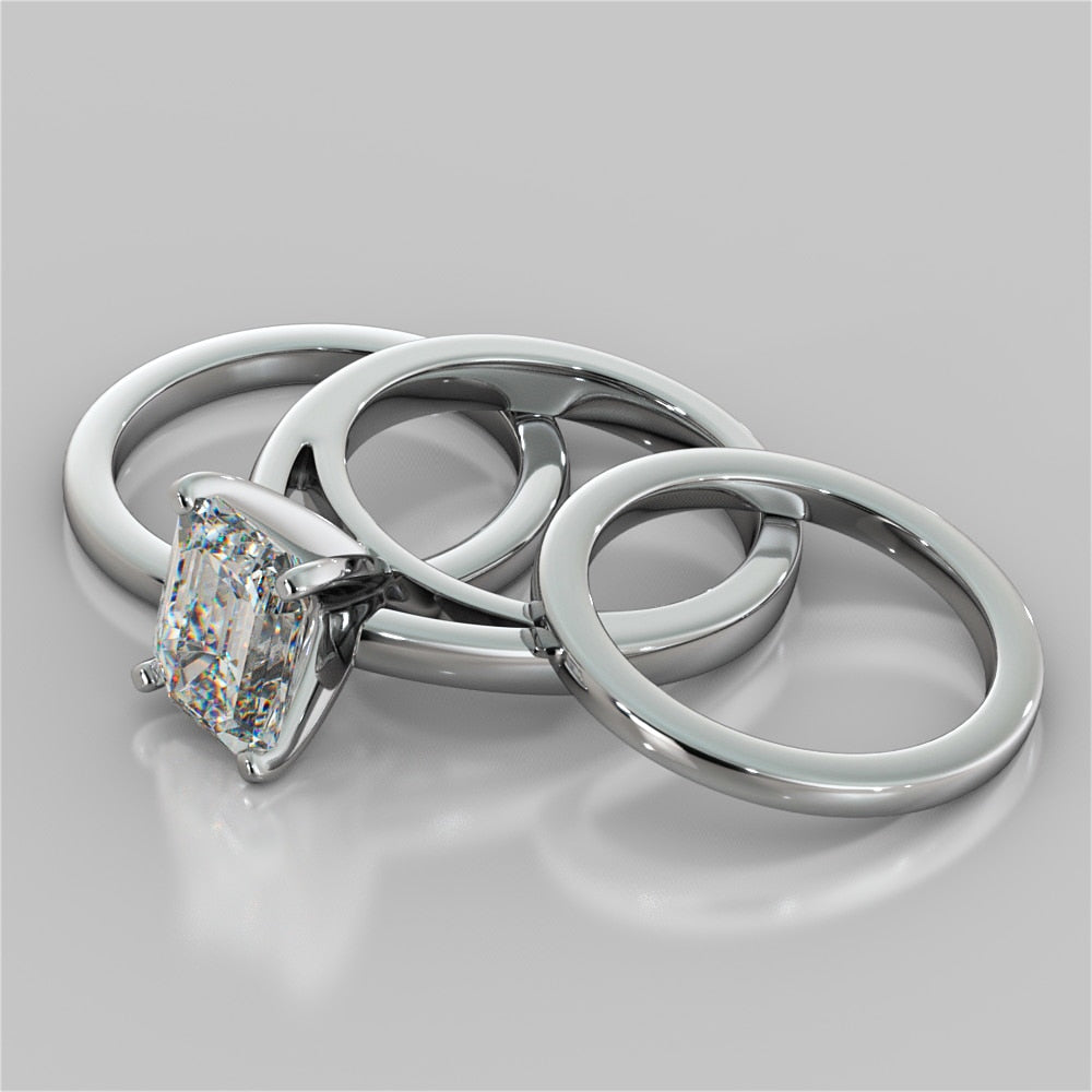 Emerald Cut Cathedral Style Engagement Ring