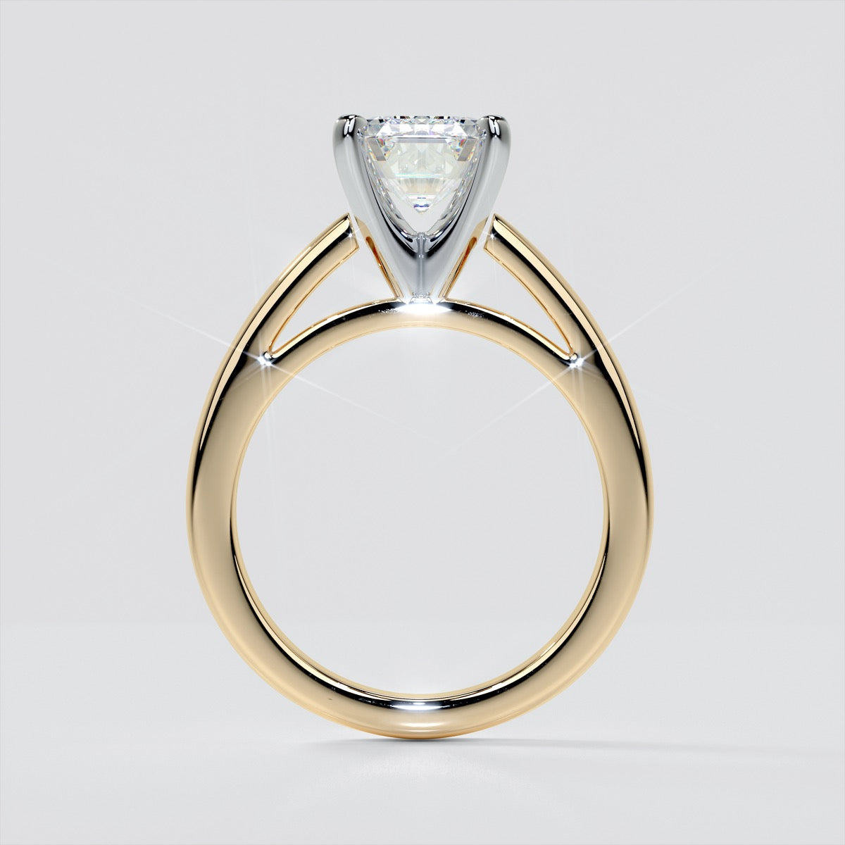Lab Grown Diamond Emerald Cut Cathedral Style Engagement Ring