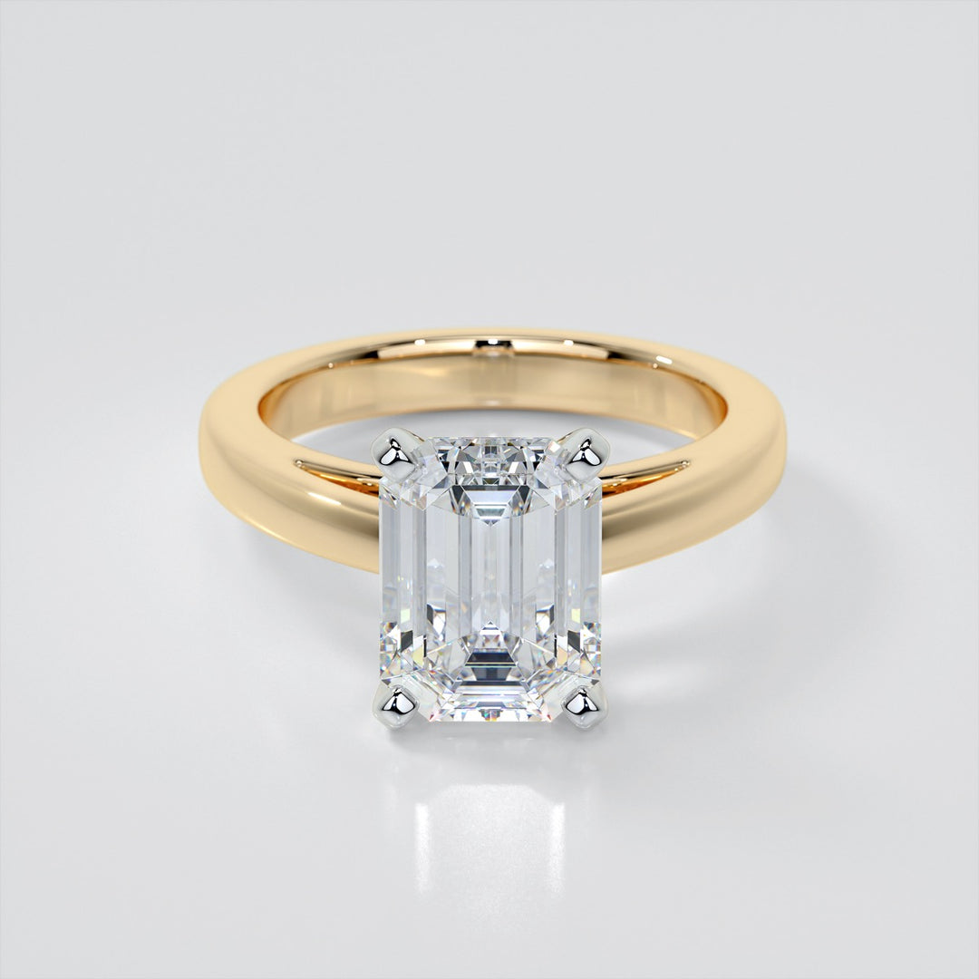 Emerald Cut Cathedral Style Engagement Ring
