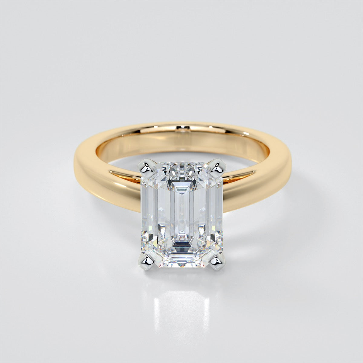 Lab Grown Diamond Emerald Cut Cathedral Style Engagement Ring