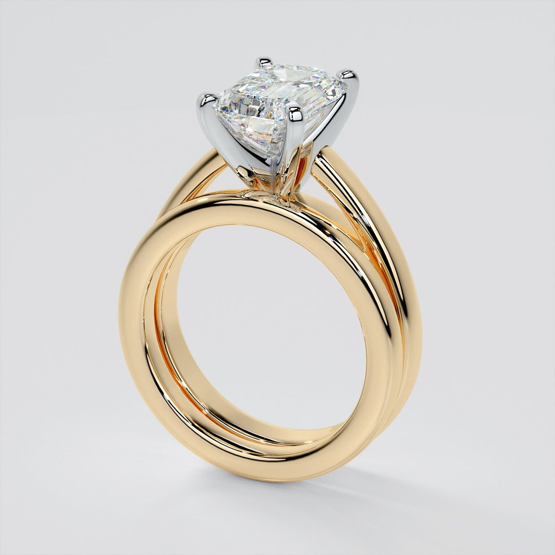 Emerald Cut Cathedral Style Engagement Ring