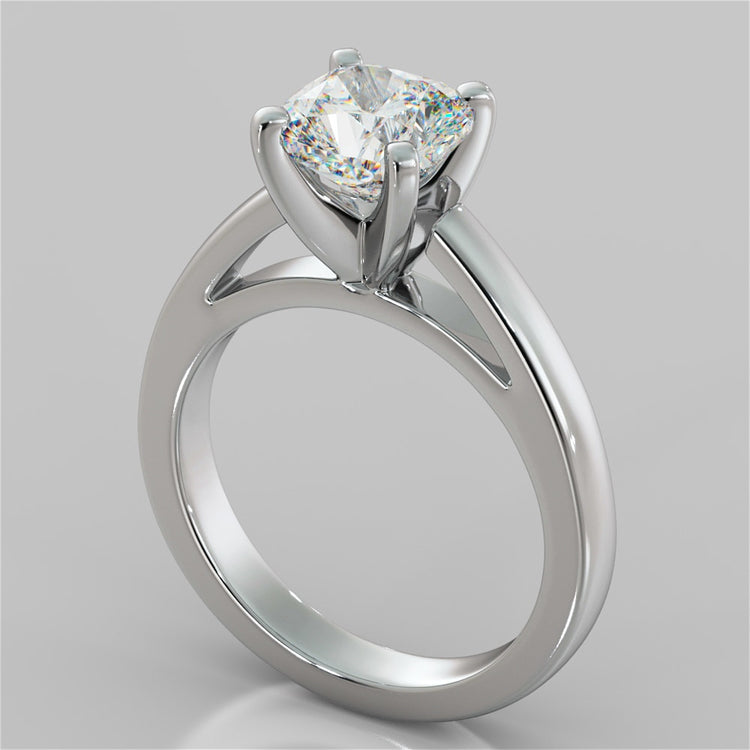 Lab Grown Diamond Cushion Cut Cathedral Style Engagement Ring