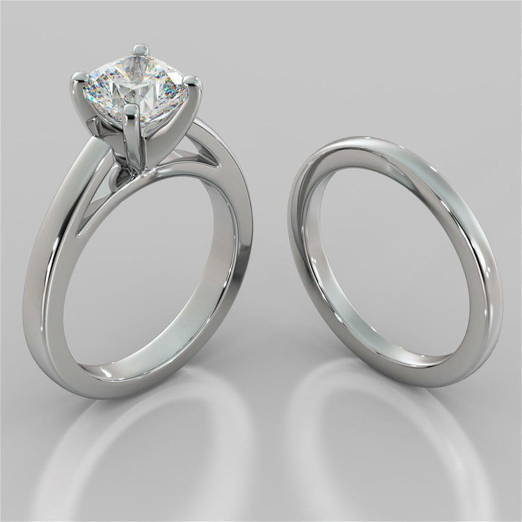 Lab Grown Diamond Cushion Cut Cathedral Style Engagement Ring