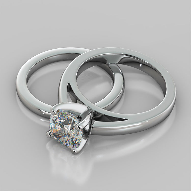 Lab Grown Diamond Cushion Cut Cathedral Style Engagement Ring