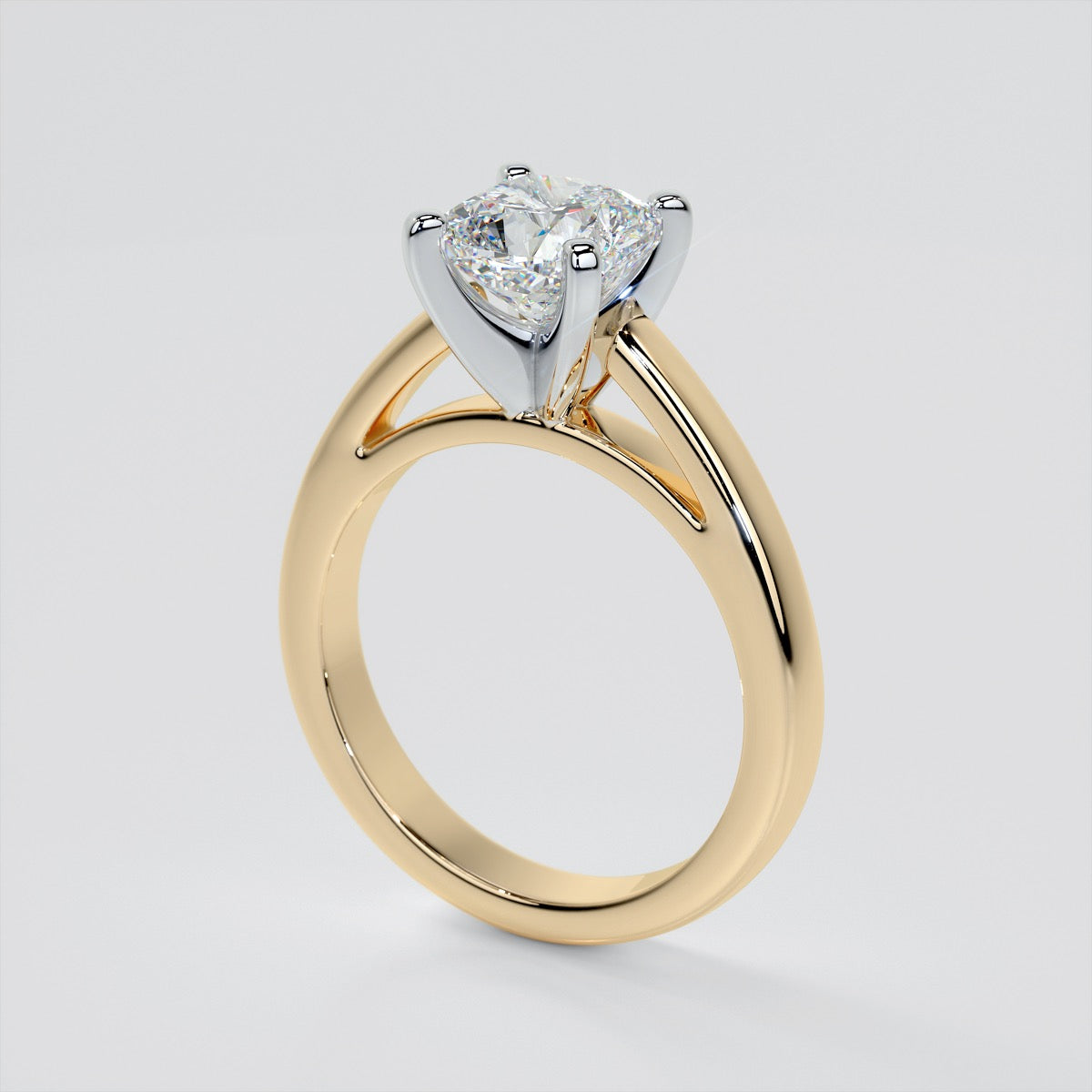 Lab Grown Diamond Cushion Cut Cathedral Style Engagement Ring