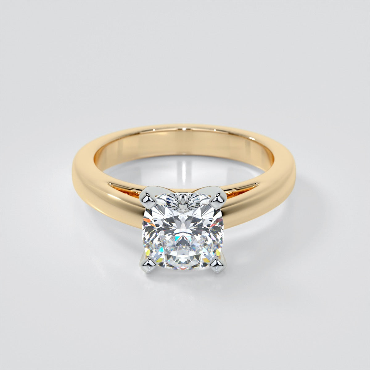 Cushion Cut Cathedral Style Engagement Ring