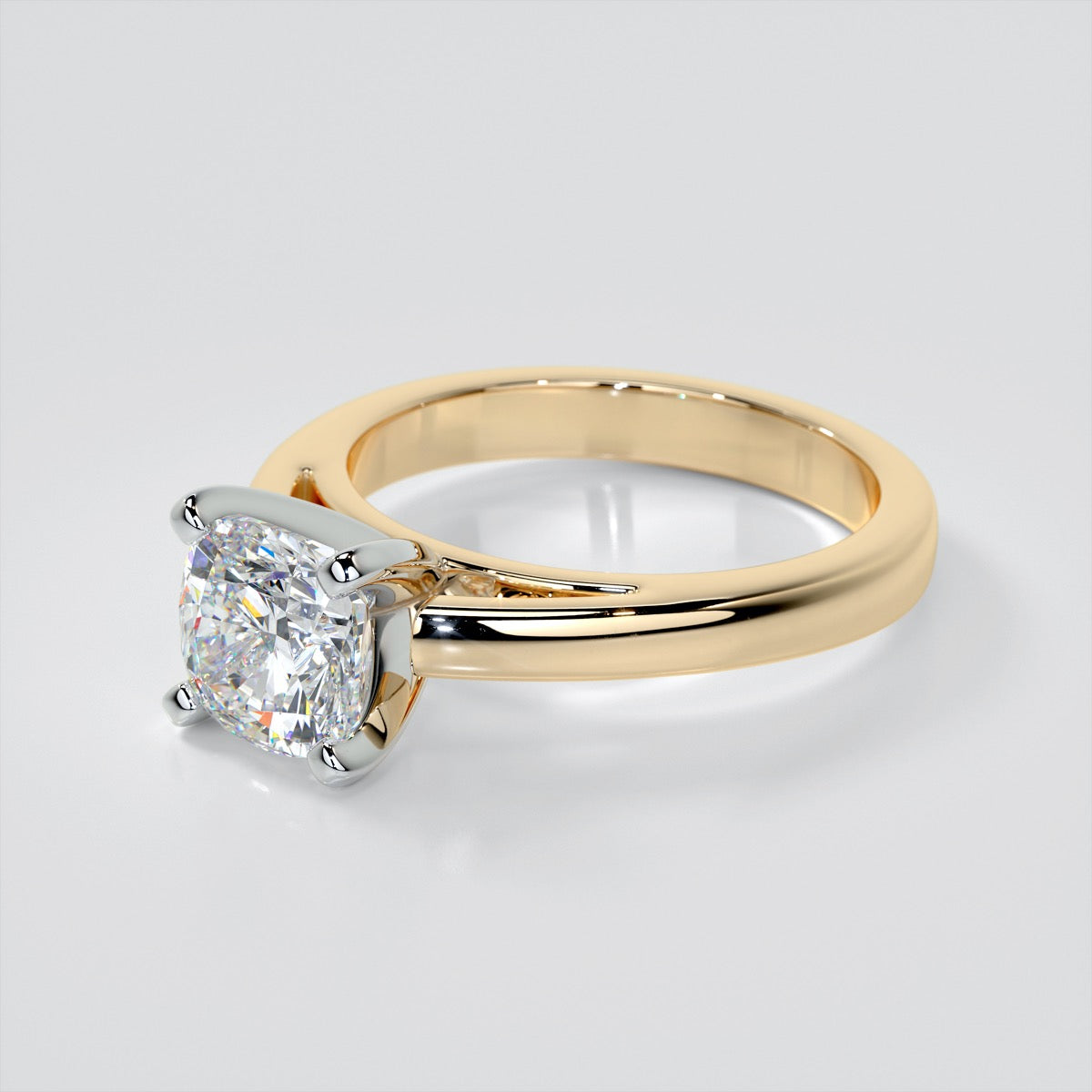 Lab Grown Diamond Cushion Cut Cathedral Style Engagement Ring