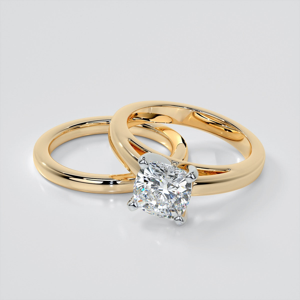 Lab Grown Diamond Cushion Cut Cathedral Style Engagement Ring