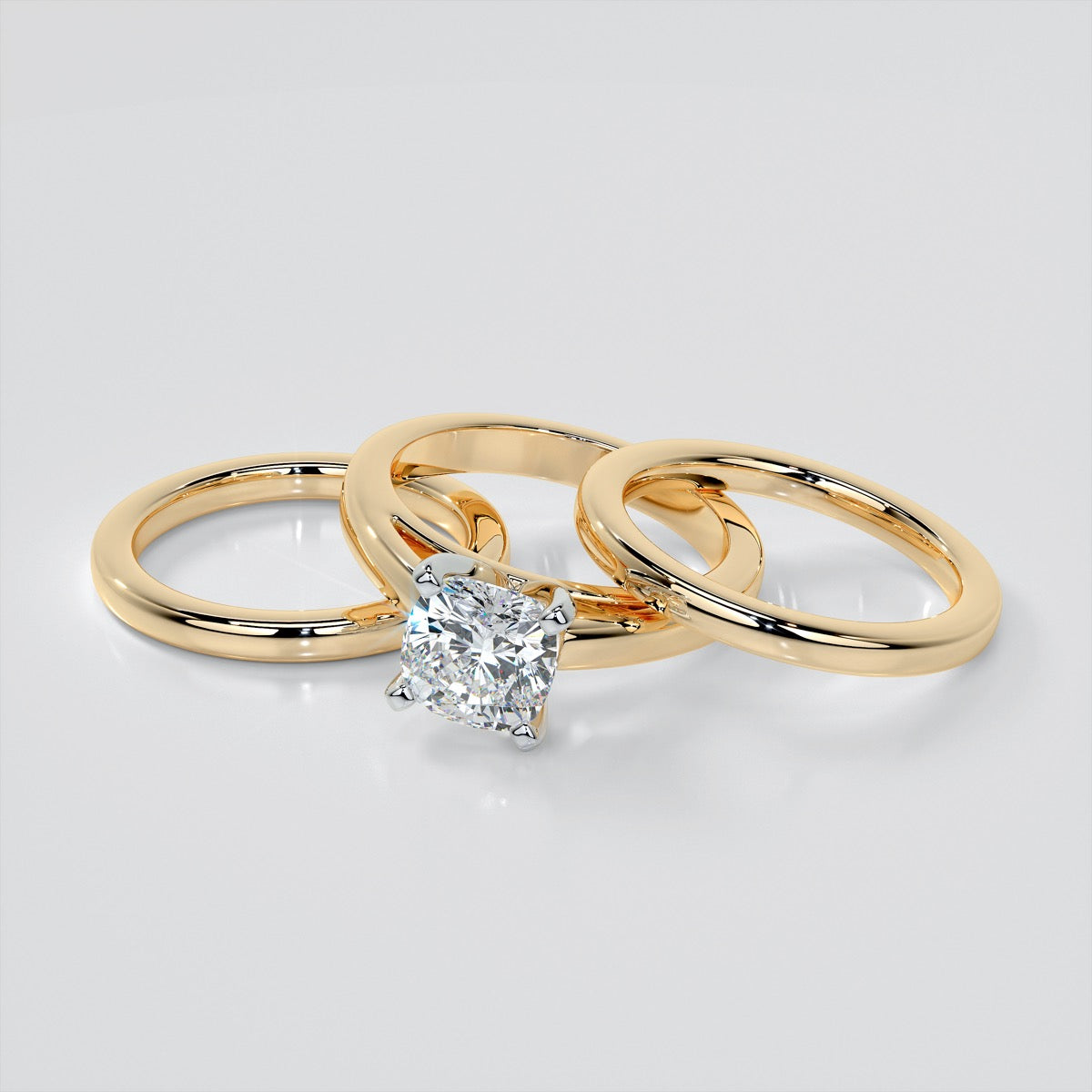 Lab Grown Diamond Cushion Cut Cathedral Style Engagement Ring