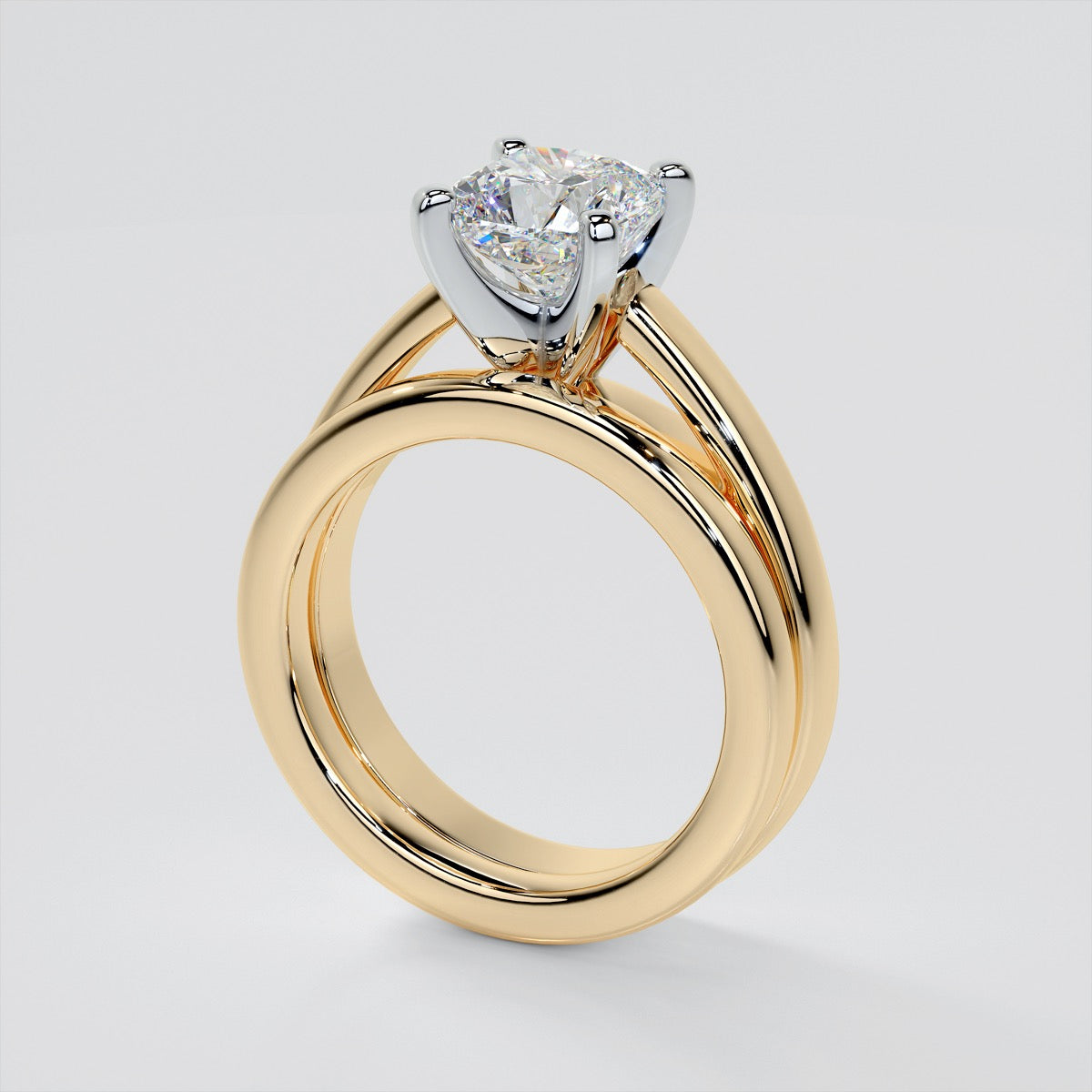Cushion Cut Cathedral Style Engagement Ring