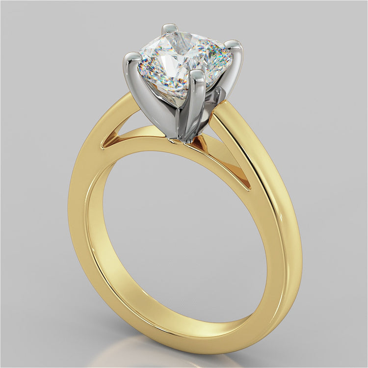 Cushion Cut Cathedral Style Engagement Ring