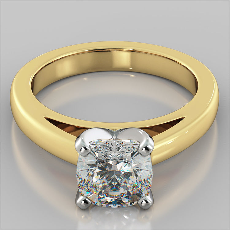 Cushion Cut Cathedral Style Engagement Ring