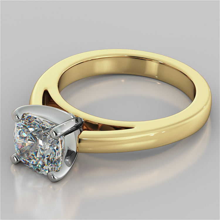 Cushion Cut Cathedral Style Engagement Ring