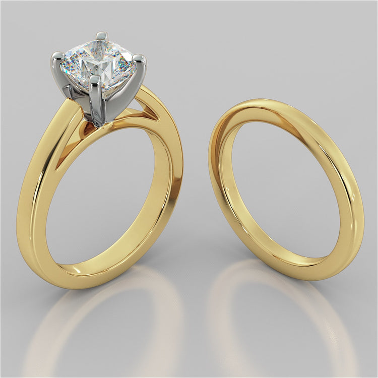 Cushion Cut Cathedral Style Engagement Ring