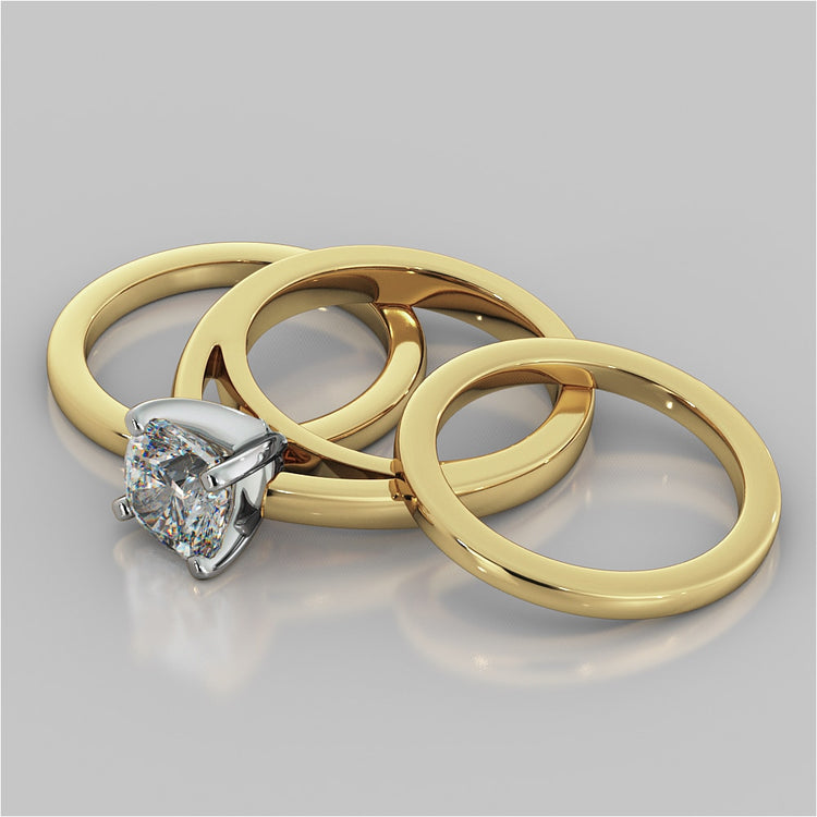 Cushion Cut Cathedral Style Engagement Ring