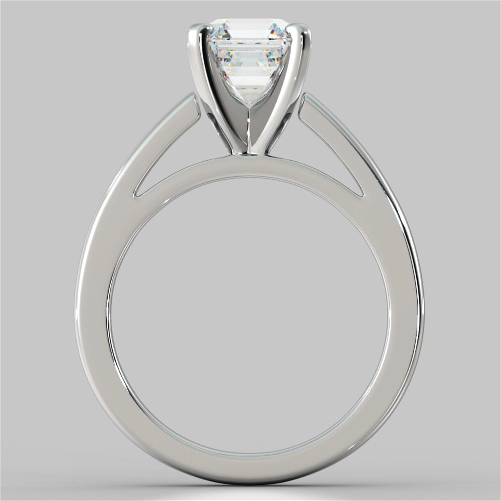 Asscher Cut Cathedral Style Engagement Ring