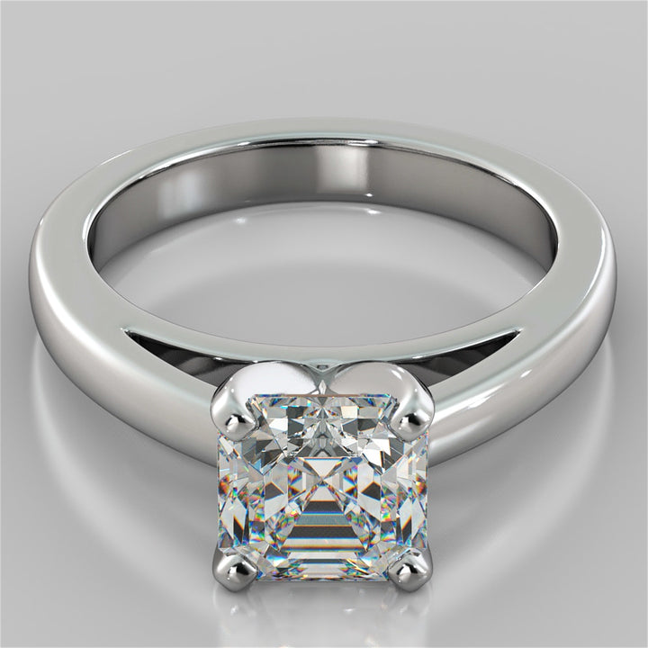 Asscher Cut Cathedral Style Engagement Ring